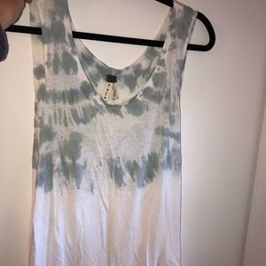 Free People Tank Top - Ivory Combo Tie Dye